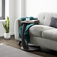 Tavolino da Divano Holeby con Rotelle e Piano Rotondo - Grigio [en.casa]