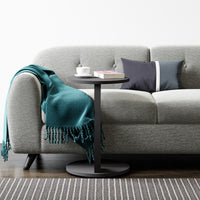 Tavolino da Divano Holeby con Rotelle e Piano Rotondo - Grigio [en.casa]