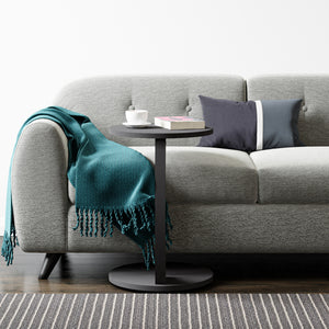 Tavolino da Divano Holeby con Rotelle e Piano Rotondo - Grigio [en.casa]