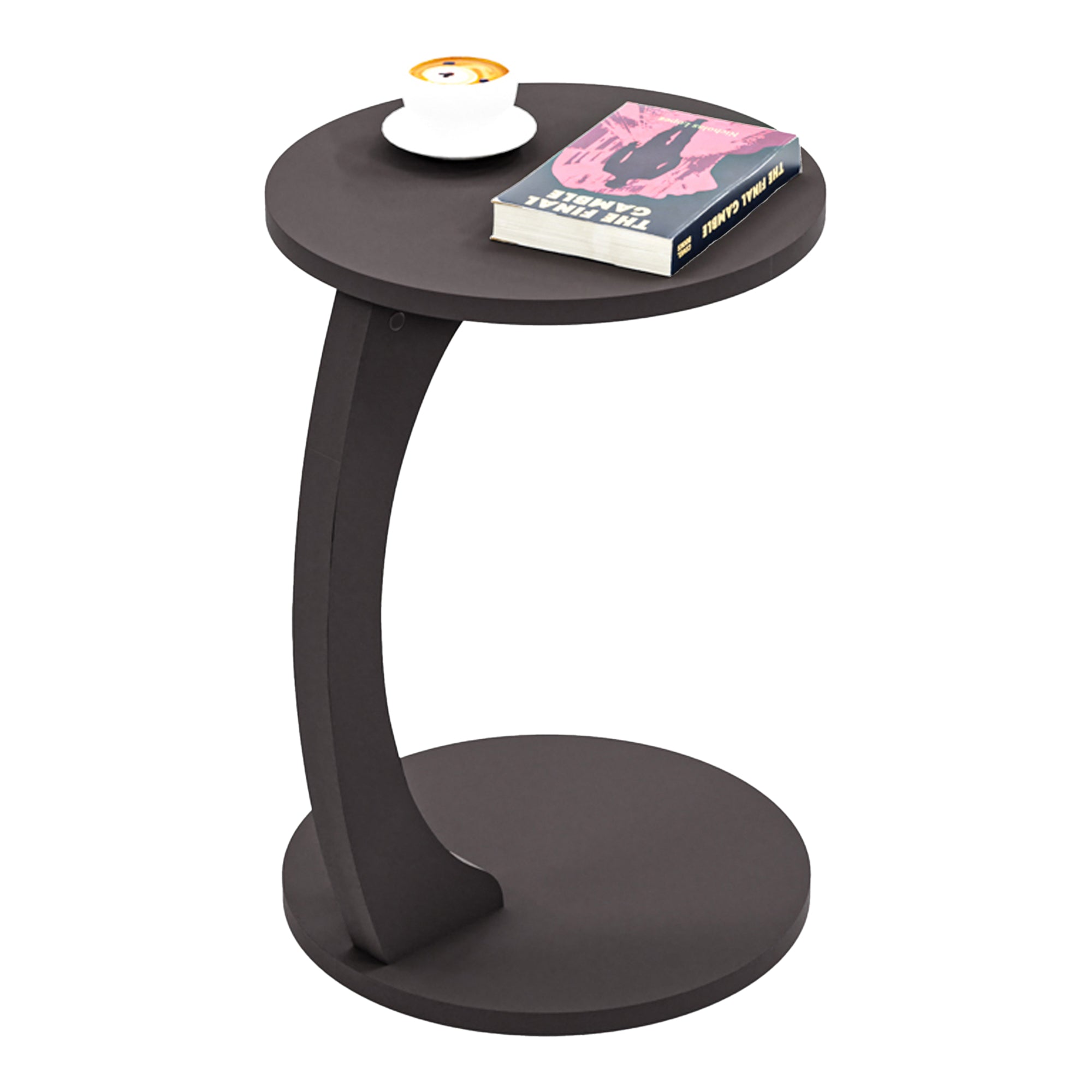 Tavolino da Divano Holeby con Rotelle e Piano Rotondo - Grigio [en.casa]