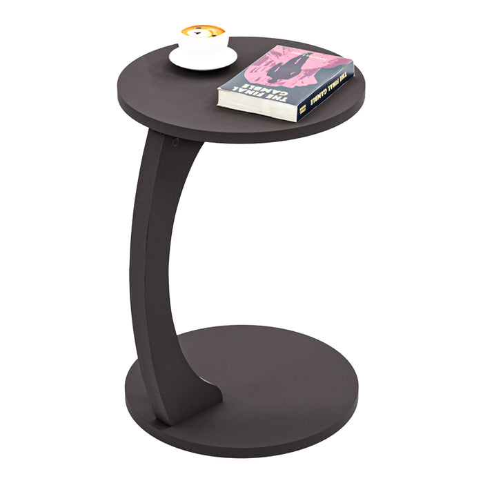 Tavolino da Divano Holeby con Rotelle e Piano Rotondo - Grigio [en.casa]