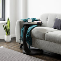 Tavolino da Divano Holeby con Rotelle e Piano Rotondo - Nero opaco [en.casa]