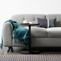 Tavolino da Divano Holeby con Rotelle e Piano Rotondo - Nero opaco [en.casa]