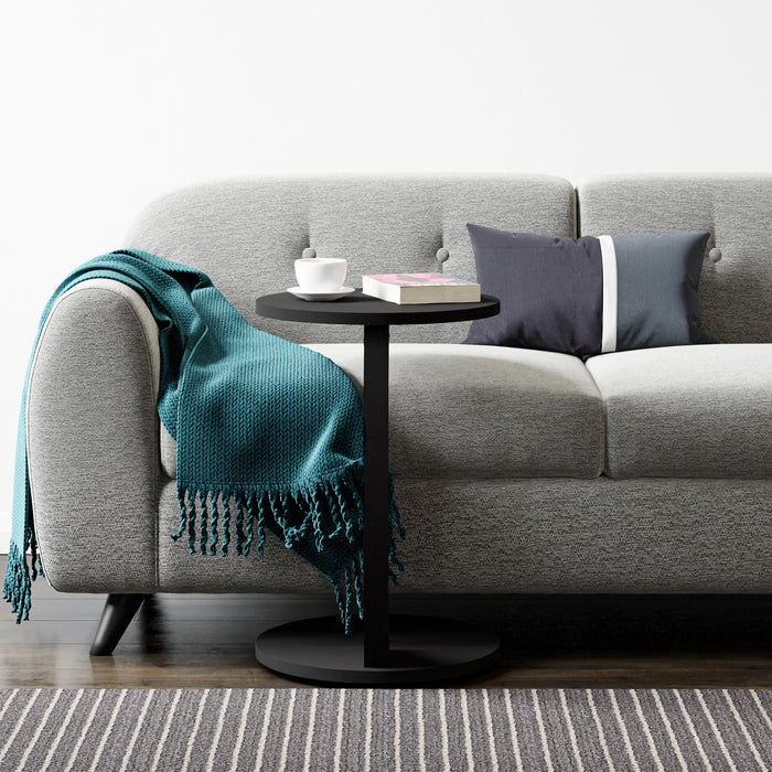 Tavolino da Divano Holeby con Rotelle e Piano Rotondo - Nero opaco [en.casa]