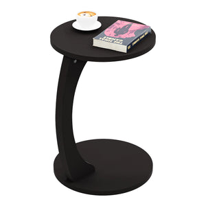 Tavolino da Divano Holeby con Rotelle e Piano Rotondo - Nero opaco [en.casa]