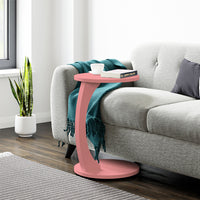 Tavolino da Divano Holeby con Rotelle e Piano Rotondo - Rosa [en.casa]