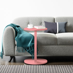 Tavolino da Divano Holeby con Rotelle e Piano Rotondo - Rosa [en.casa]