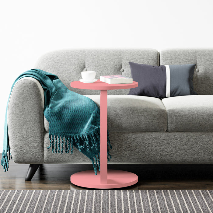 Tavolino da Divano Holeby con Rotelle e Piano Rotondo - Rosa [en.casa]