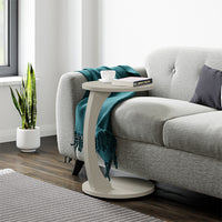 Tavolino da Divano Holeby con Rotelle e Piano Rotondo - Colore Arenaria [en.casa]