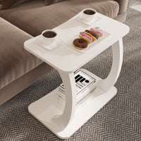 Tavolino Laterale Stattela a Forma di C con Rotelle 59 x 35 x 56 cm - Bianco [en.casa]