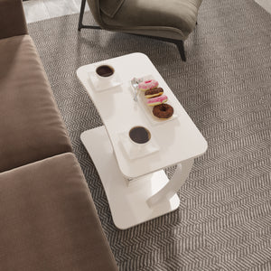 Tavolino Laterale Stattela a Forma di C con Rotelle 59 x 35 x 56 cm - Bianco [en.casa]