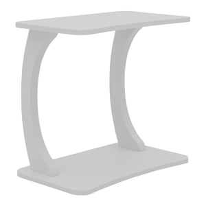Tavolino Laterale Stattela a Forma di C con Rotelle 59 x 35 x 56 cm - Bianco [en.casa]