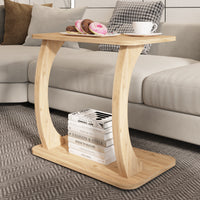 Tavolino Laterale Stattela a Forma di C con Rotelle 59 x 35 x 56 cm - Effetto Legno [en.casa]