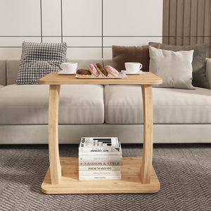 Tavolino Laterale Stattela a Forma di C con Rotelle 59 x 35 x 56 cm - Effetto Legno [en.casa]