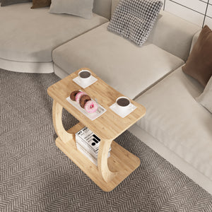 Tavolino Laterale Stattela a Forma di C con Rotelle 59 x 35 x 56 cm - Effetto Legno [en.casa]