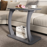 Tavolino Laterale Stattela a Forma di C con Rotelle 59 x 35 x 56 cm - Grigio [en.casa]