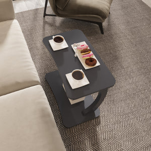 Tavolino Laterale Stattela a Forma di C con Rotelle 59 x 35 x 56 cm - Grigio [en.casa]