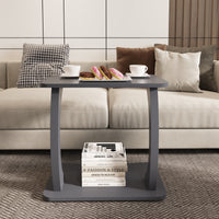 Tavolino Laterale Stattela a Forma di C con Rotelle 59 x 35 x 56 cm - Grigio [en.casa]