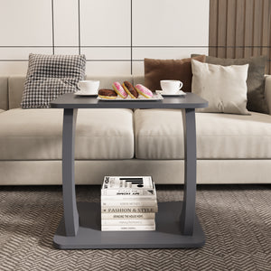 Tavolino Laterale Stattela a Forma di C con Rotelle 59 x 35 x 56 cm - Grigio [en.casa]