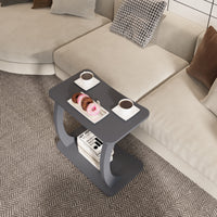 Tavolino Laterale Stattela a Forma di C con Rotelle 59 x 35 x 56 cm - Grigio [en.casa]