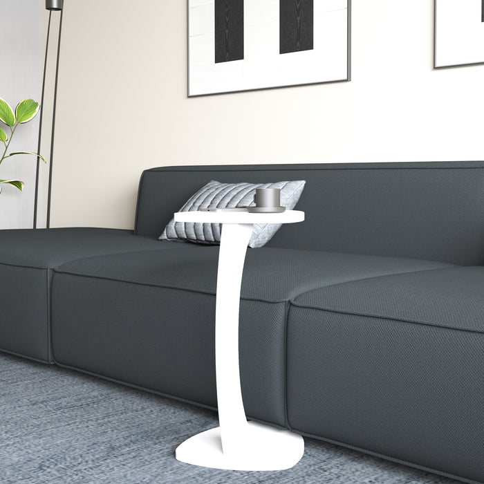 Tavolino per Divano Klinerg a Forma di C con Rotelle - Bianco [en.casa]