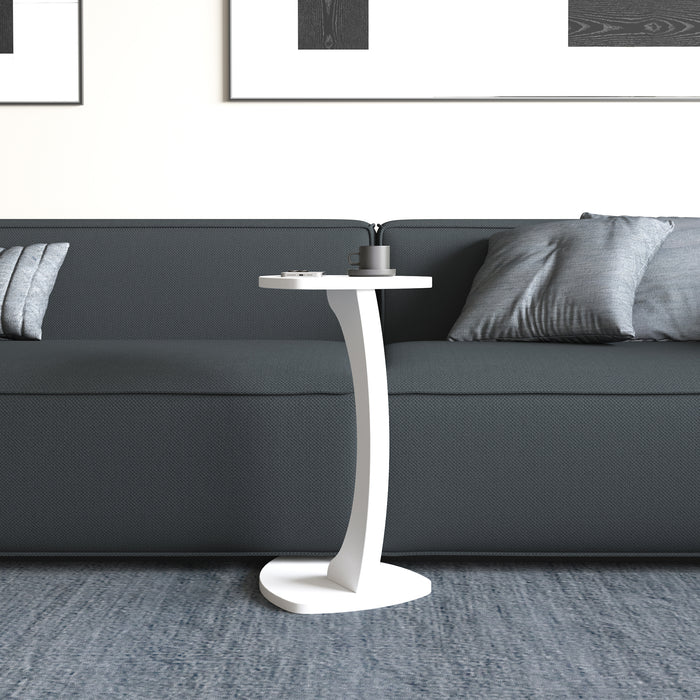 Tavolino per Divano Klinerg a Forma di C con Rotelle - Bianco [en.casa]