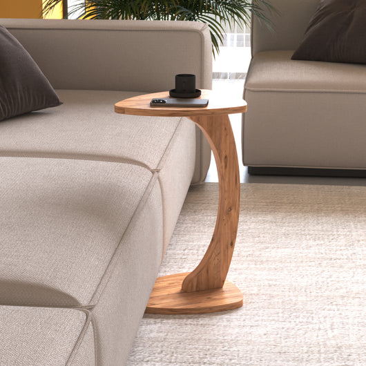 Tavolino per Divano Klinerg a Forma di C con Rotelle - Effetto Legno [en.casa]