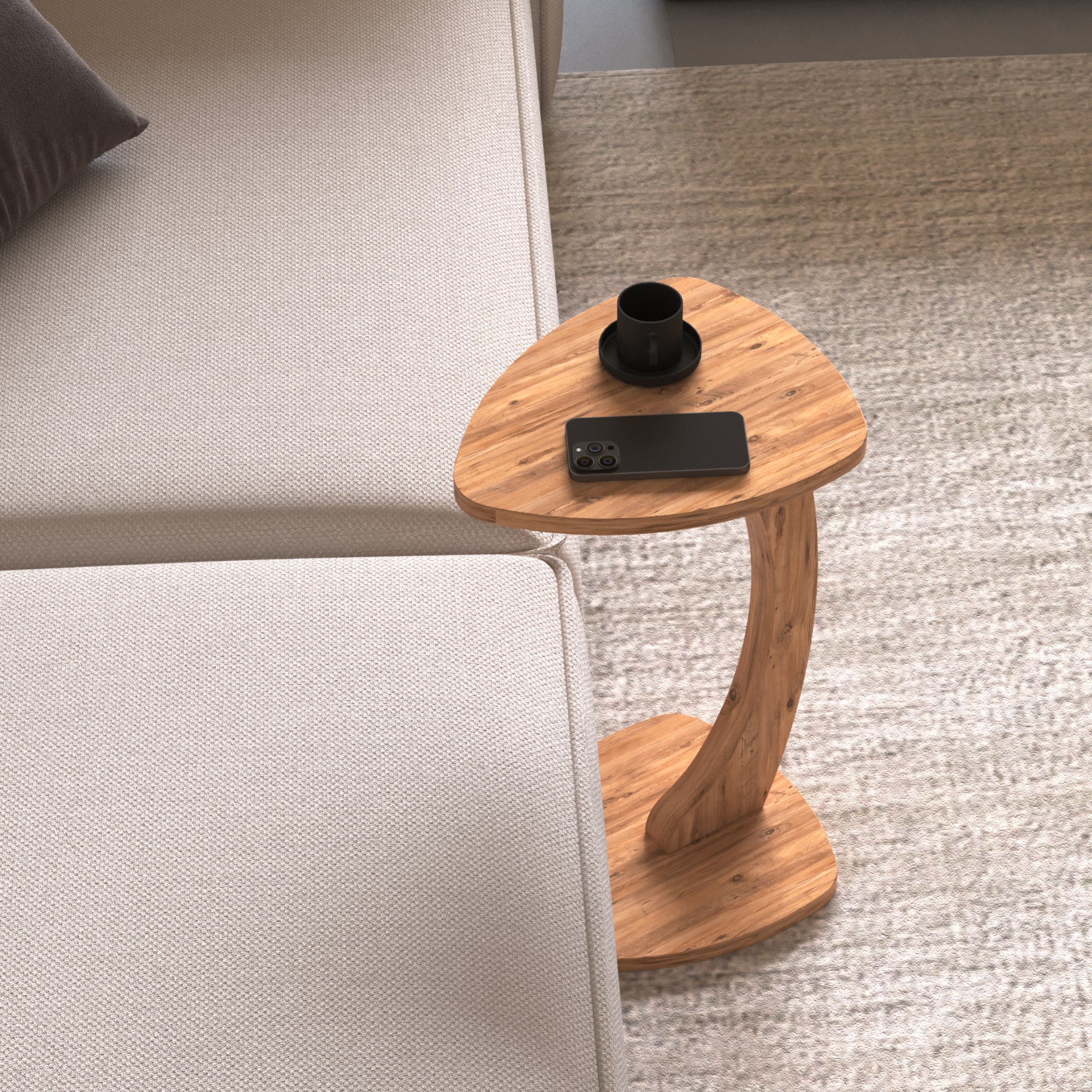 Tavolino per Divano Klinerg a Forma di C con Rotelle - Effetto Legno [en.casa]