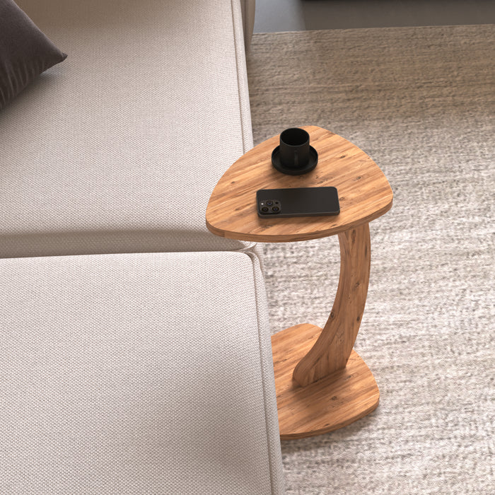 Tavolino per Divano Klinerg a Forma di C con Rotelle - Effetto Legno [en.casa]