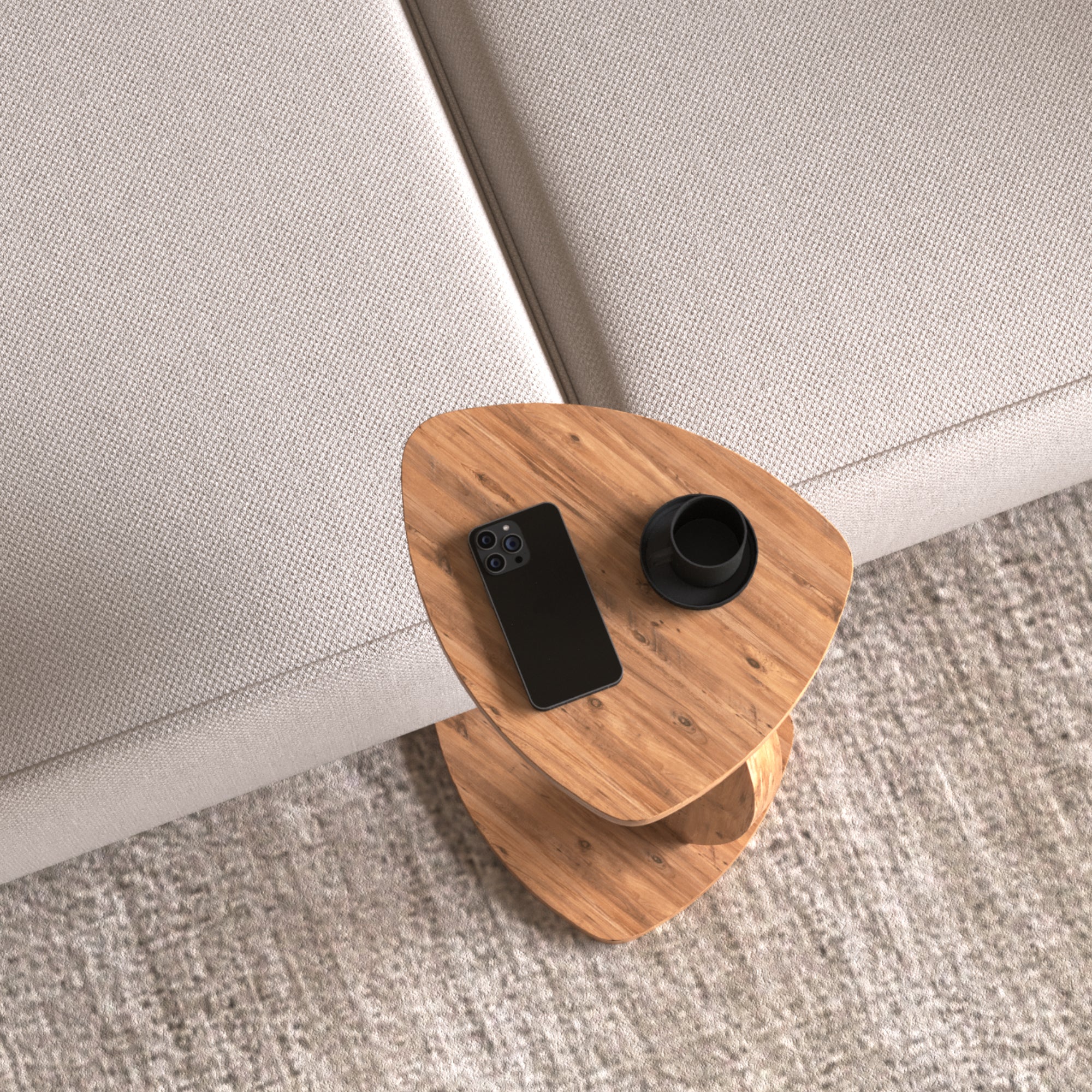 Tavolino per Divano Klinerg a Forma di C con Rotelle - Effetto Legno [en.casa]