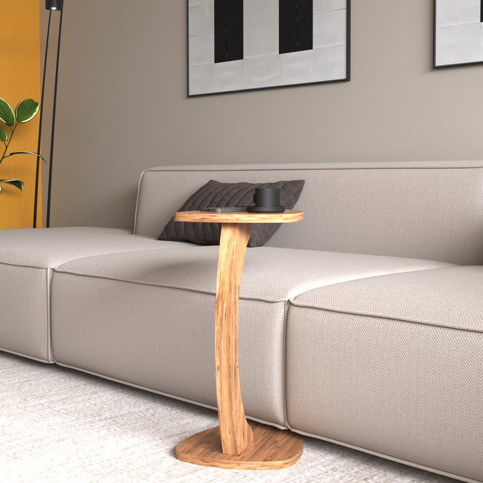 Tavolino per Divano Klinerg a Forma di C con Rotelle - Effetto Legno [en.casa]