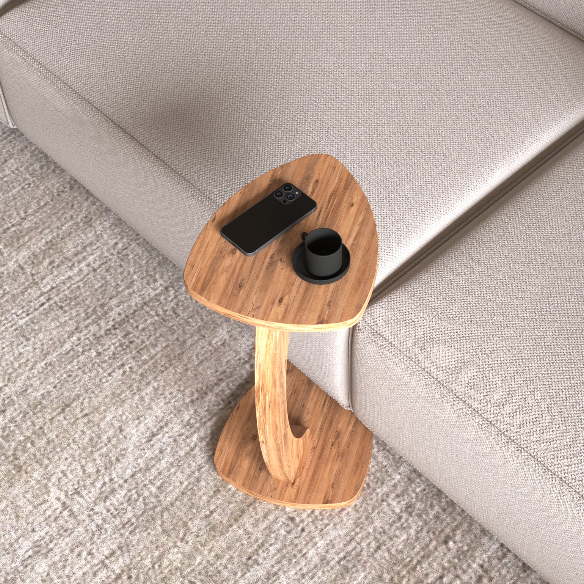 Tavolino per Divano Klinerg a Forma di C con Rotelle - Effetto Legno [en.casa]