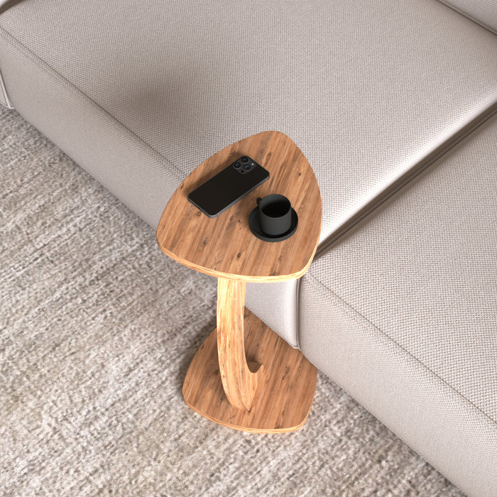 Tavolino per Divano Klinerg a Forma di C con Rotelle - Effetto Legno [en.casa]