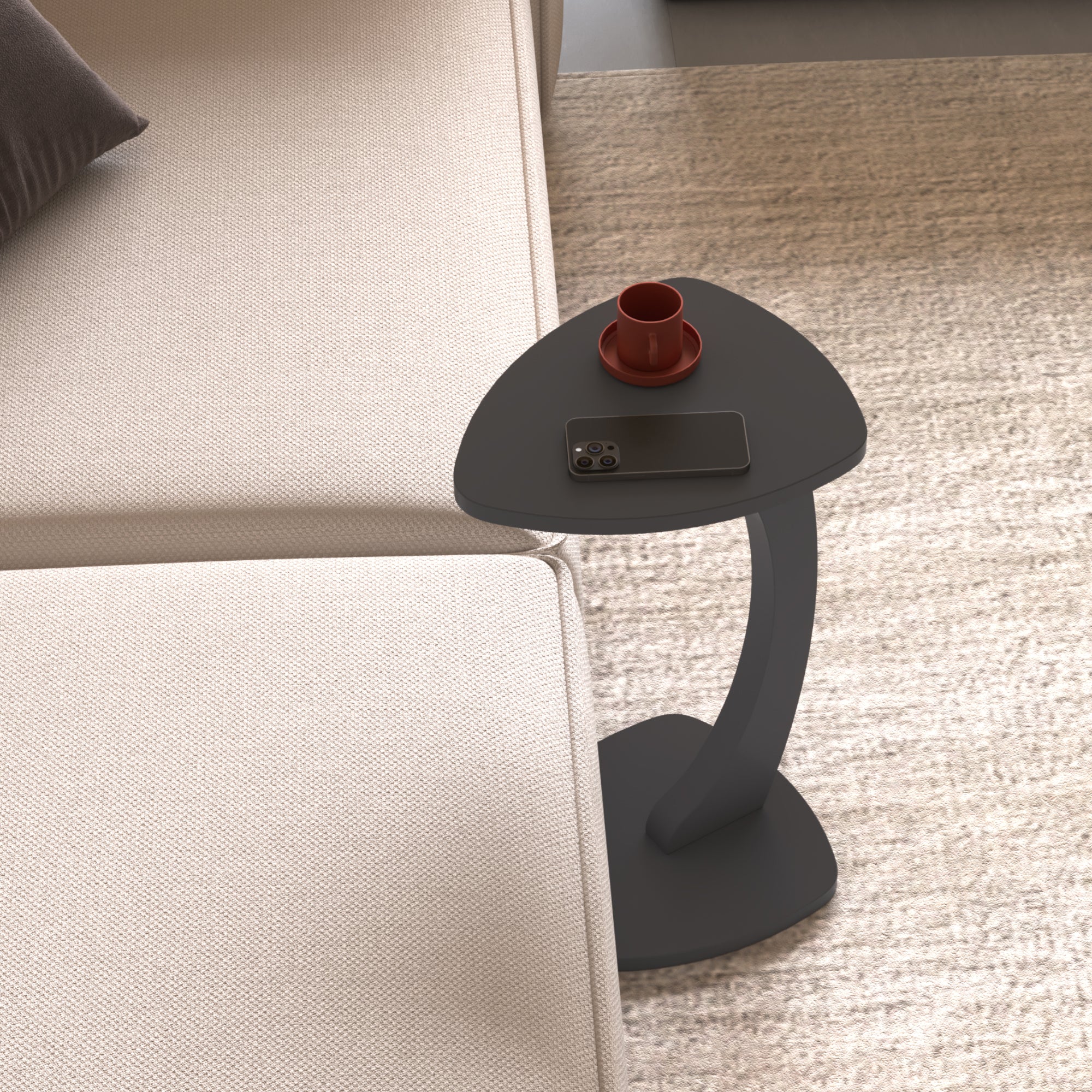 Tavolino per Divano Klinerg a Forma di C con Rotelle - Grigio [en.casa]