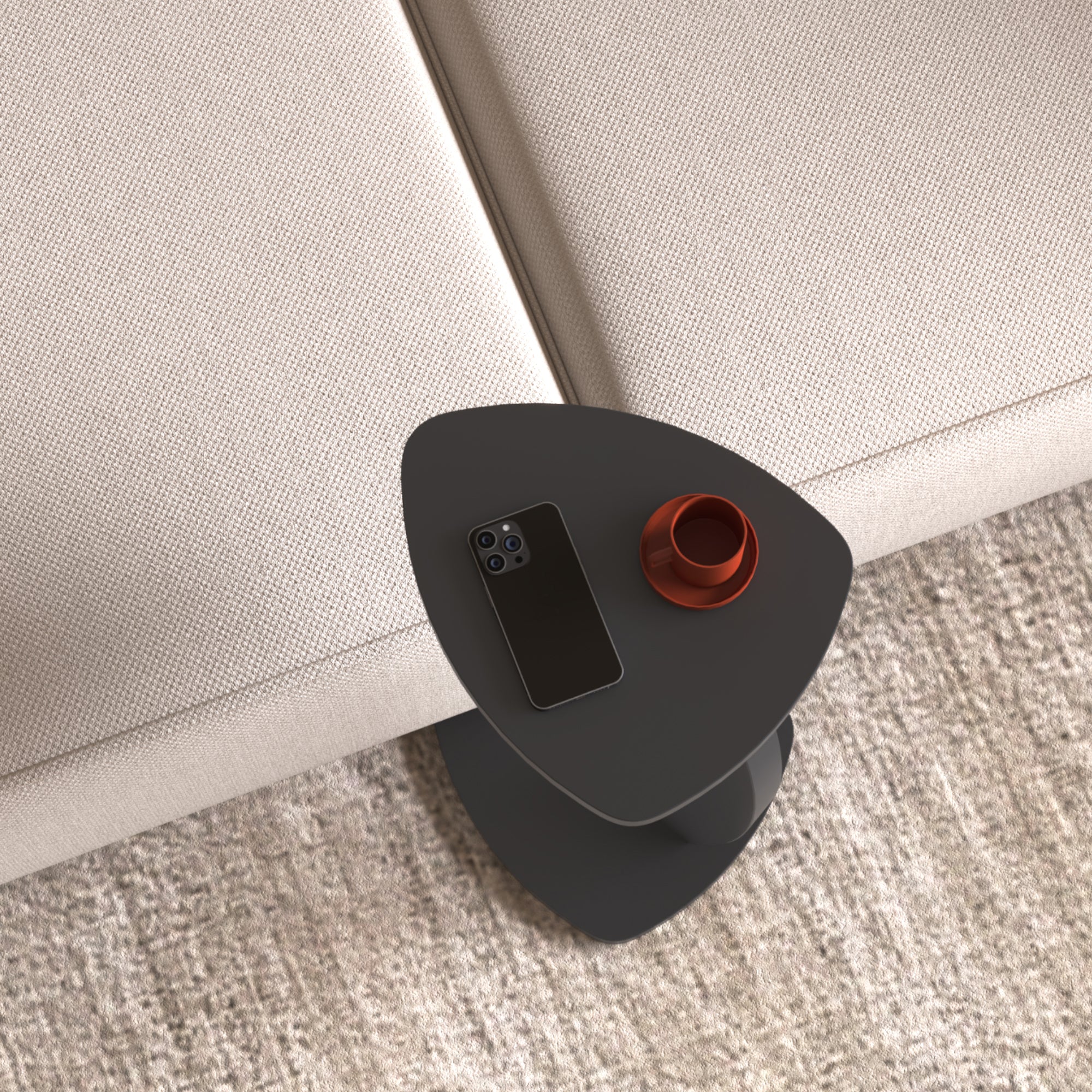 Tavolino per Divano Klinerg a Forma di C con Rotelle - Grigio [en.casa]