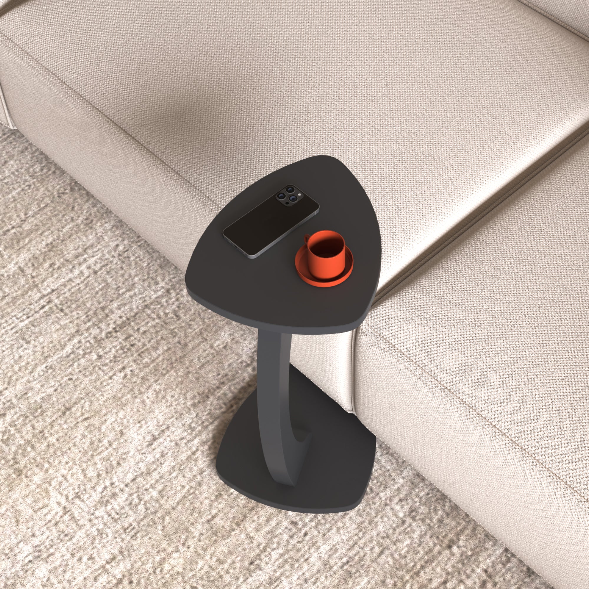 Tavolino per Divano Klinerg a Forma di C con Rotelle - Grigio [en.casa]