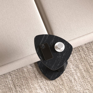 Tavolino per Divano Klinerg a Forma di C con Rotelle - Effetto Marmo Nero [en.casa]