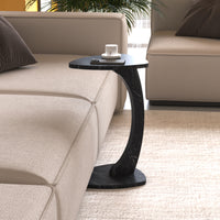 Tavolino per Divano Klinerg a Forma di C con Rotelle - Effetto Marmo Nero [en.casa]