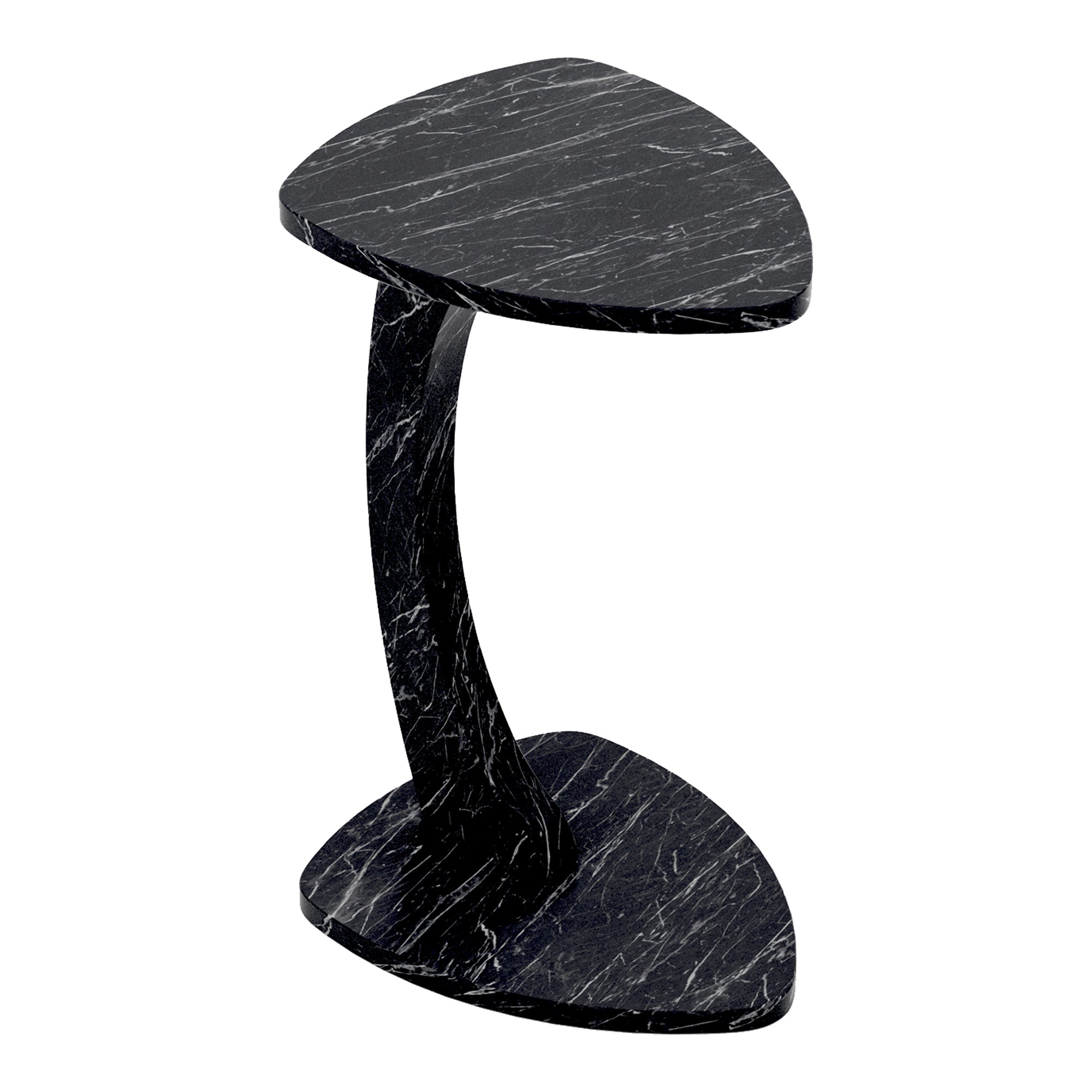 Tavolino per Divano Klinerg a Forma di C con Rotelle - Effetto Marmo Nero [en.casa]