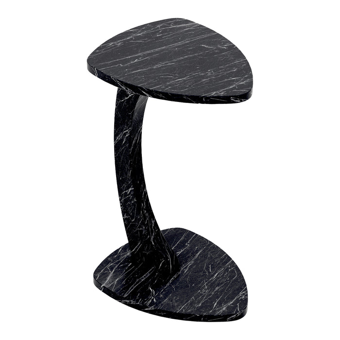 Tavolino per Divano Klinerg a Forma di C con Rotelle - Effetto Marmo Nero [en.casa]