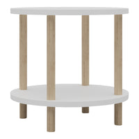 Tavolino Rotondo VES con 2 Piani di Appoggio 49xØ42 cm Bianco [en.casa]