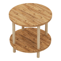 Tavolino Rotondo VES con 2 Piani di Appoggio 49xØ42 cm Effetto Legno [en.casa]