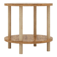 Tavolino Rotondo VES con 2 Piani di Appoggio 49xØ42 cm Effetto Legno [en.casa]