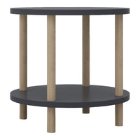 Tavolino Rotondo VES con 2 Piani di Appoggio 49xØ42 cm Grigio [en.casa]