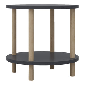 Tavolino Rotondo VES con 2 Piani di Appoggio 49xØ42 cm Grigio [en.casa]