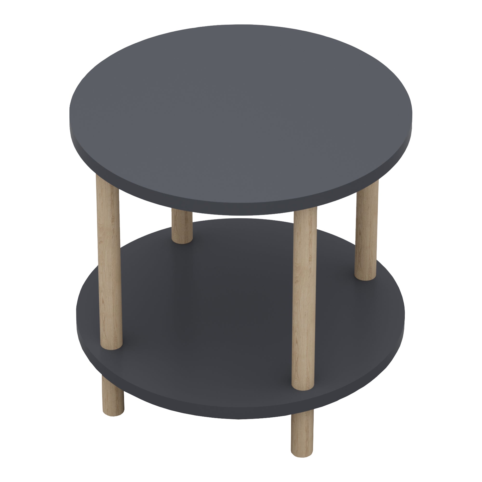 Tavolino Rotondo VES con 2 Piani di Appoggio 49xØ42 cm Grigio [en.casa]