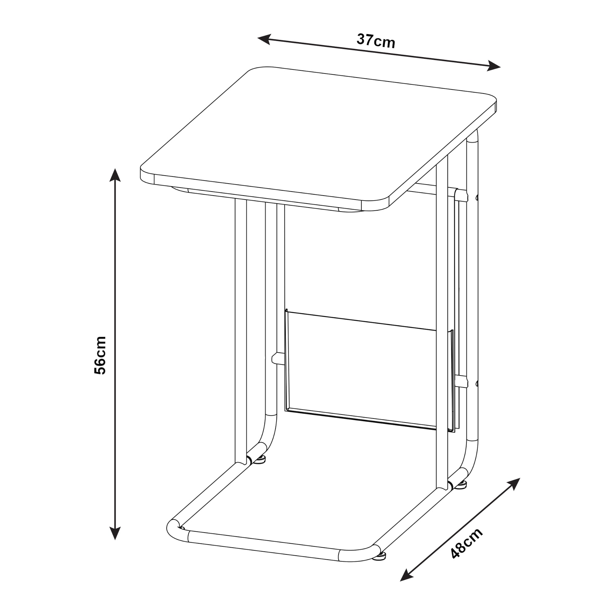 Tavolino Basso Dyrøy 56 x 48 x 37 cm Bianco / Effetto Rovere [en.casa]
