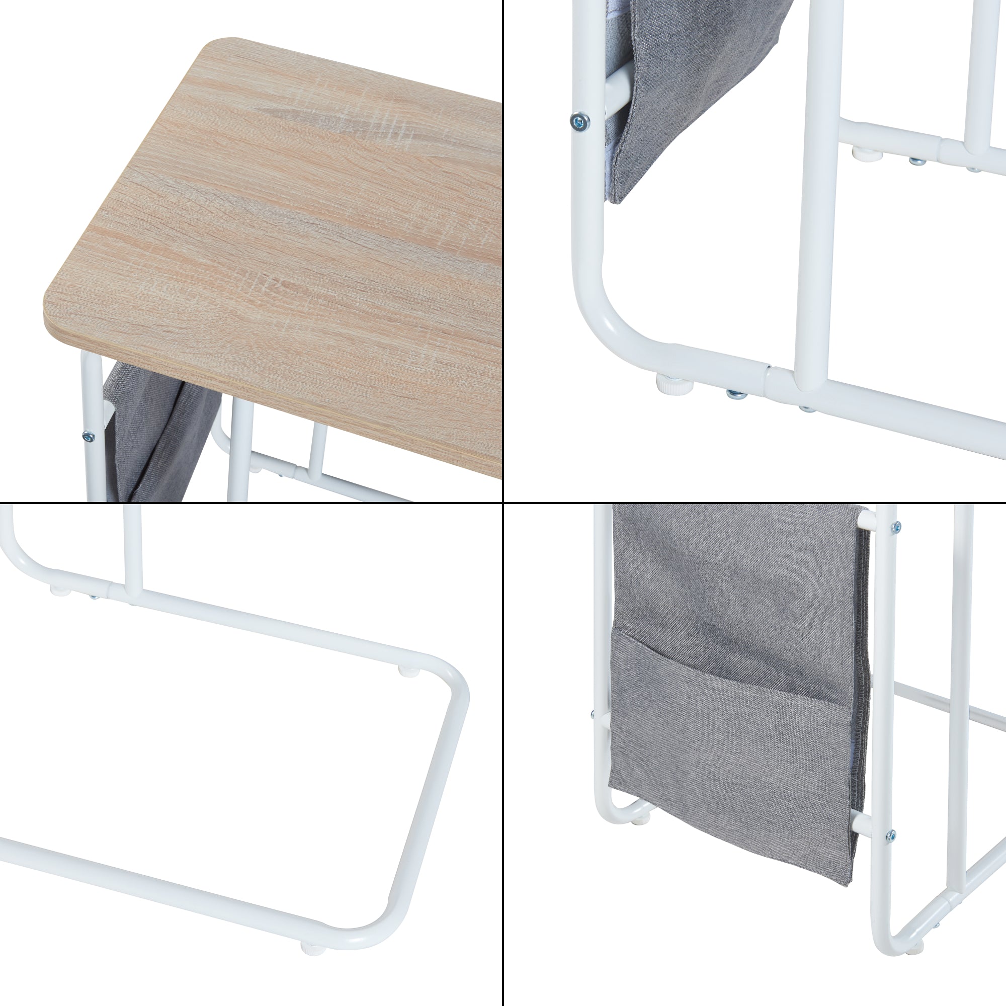 Tavolino Basso Dyrøy 56 x 48 x 37 cm Bianco / Effetto Rovere [en.casa]