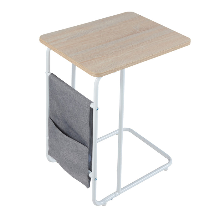 Tavolino Basso Dyrøy 56 x 48 x 37 cm Bianco / Effetto Rovere [en.casa]