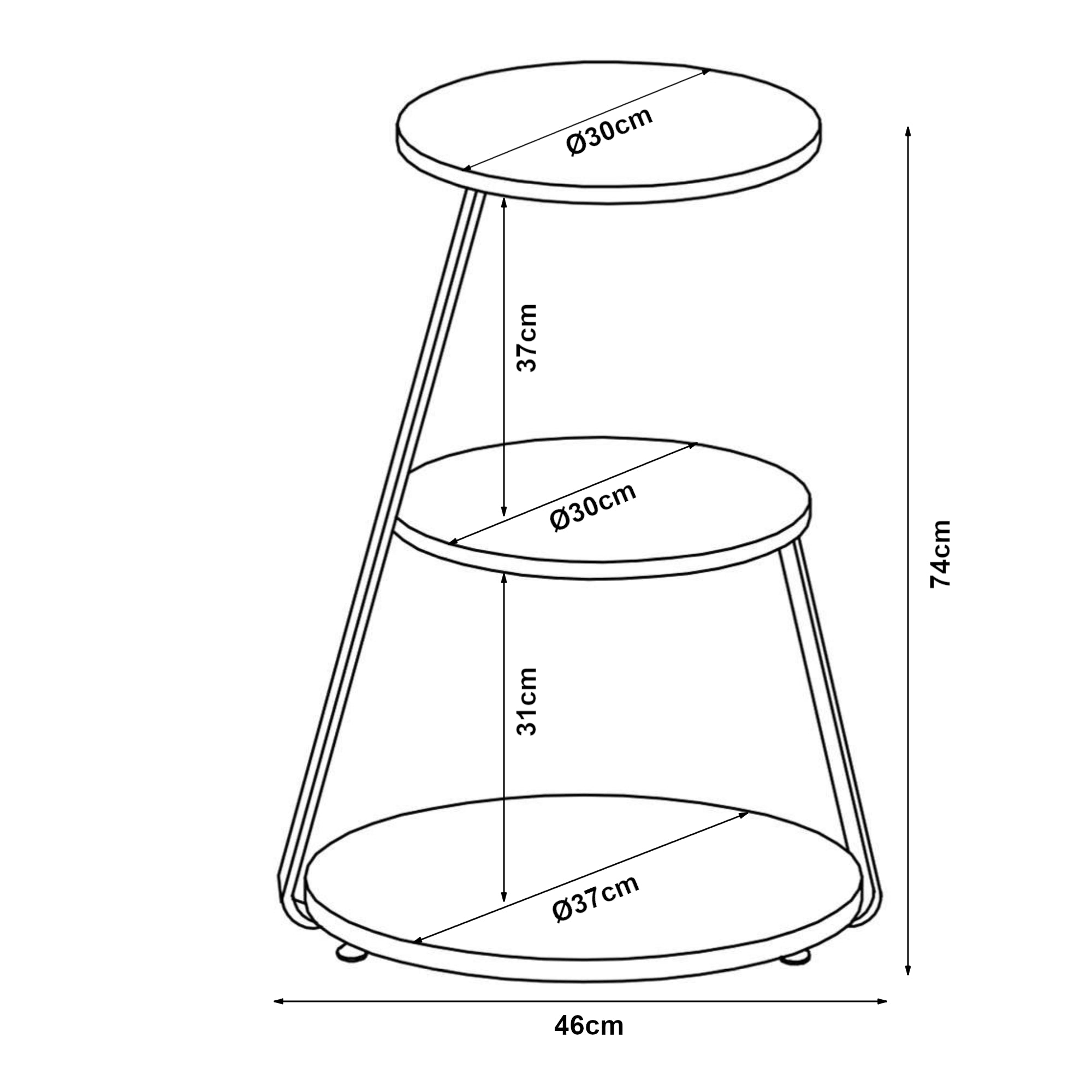 Tavolino Basso da Divano 'Sipoo' con Telaio in Metallo e 3 Piani d'Appoggio - Effetto Noce/Marmo Nero [en.casa]